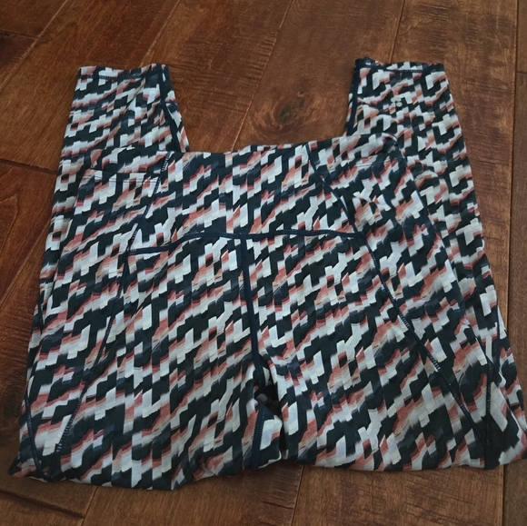 Sweaty Betty US 10 Rapid Run 7/8 Leggings‎ Blue Spliced Mirage Abstract - Picture 1 of 5